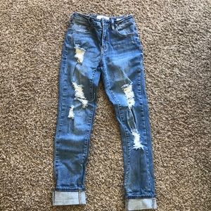 Ripped high-rise skinny jeans